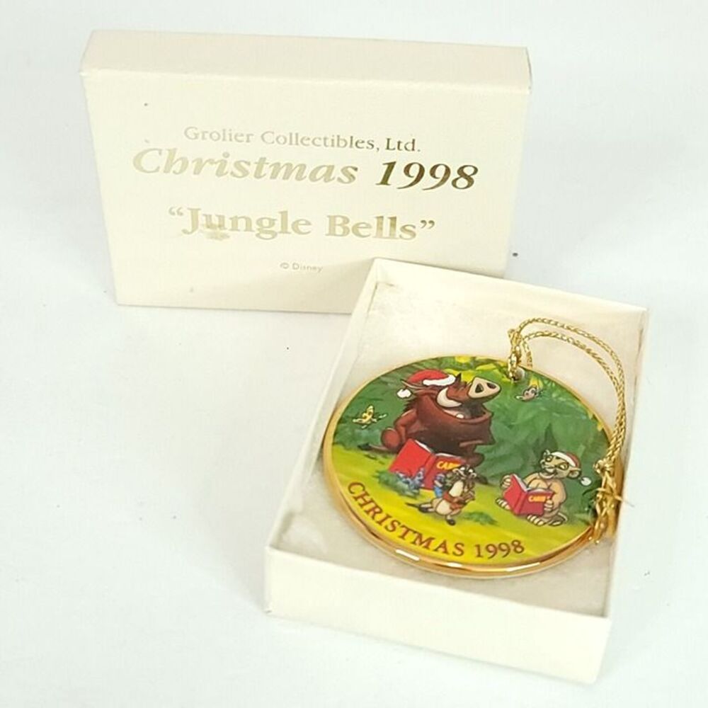 Disney & Grolier Christmas Disc Lion King Ornament Jingle Bells 1998 Timon Simba